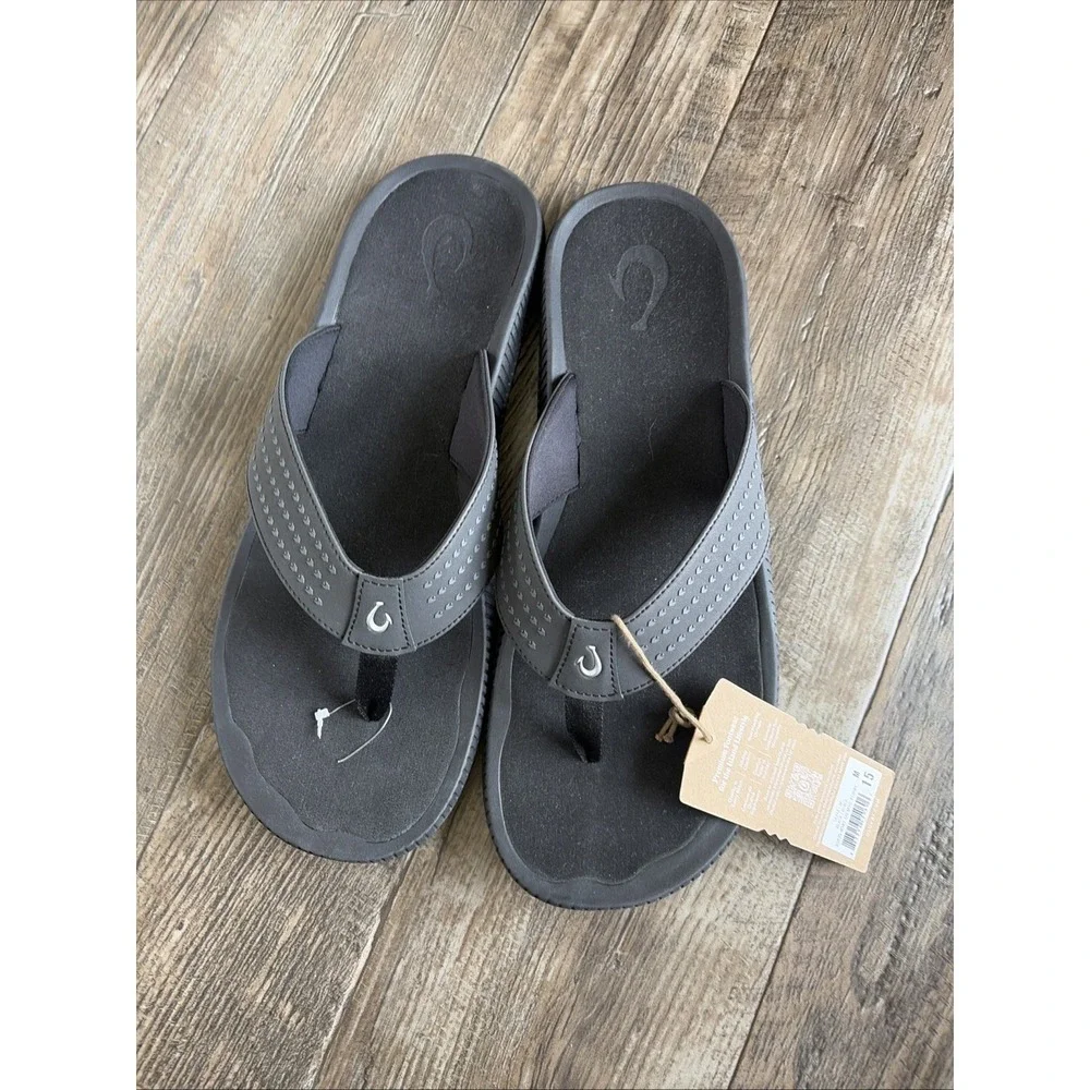 Olukai Ulele Men's Water-Ready Beach Sandals Black US Mens Size 15 /EUR 48